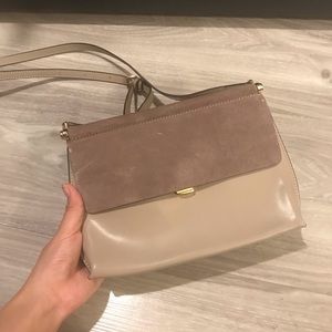 Hi-eleven suede-leather two tone bag